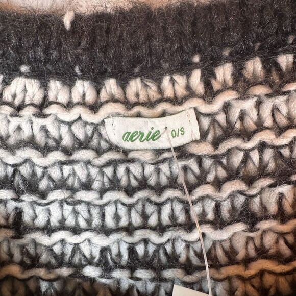 Aerie Cardigan Sweater Poncho One Size Women’s Open Front Pom Pom Tie Knit NEW - Picture 13 of 14
